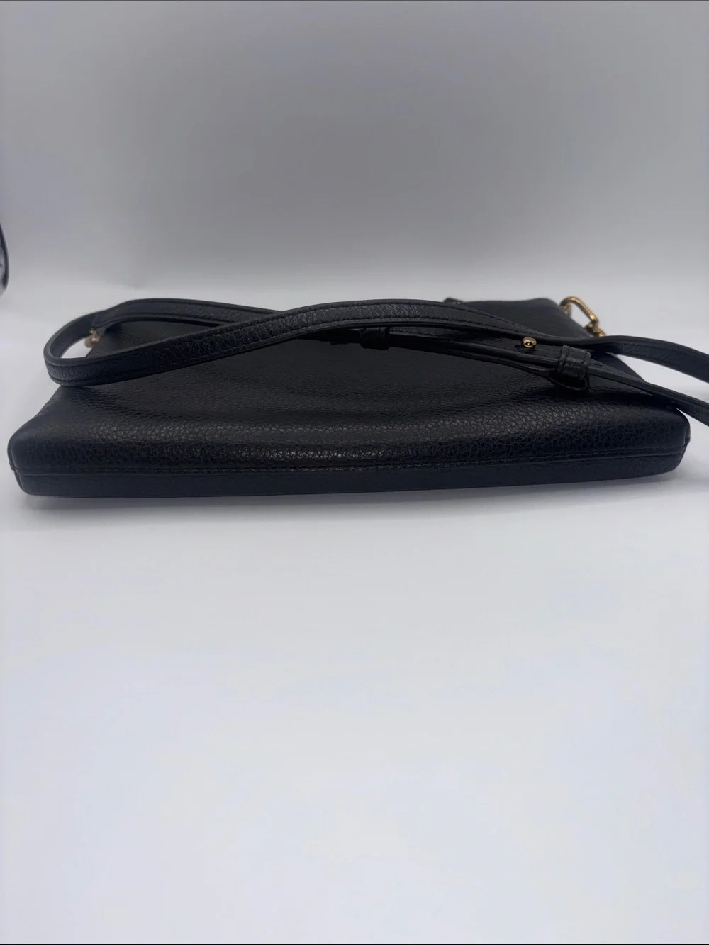 Tory Burch Black Pebbled Leather Crossbody with Gold Logo